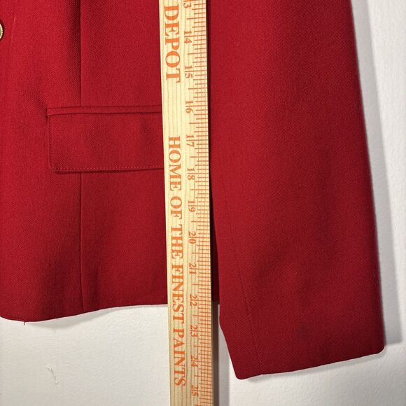 VTG 80's Talbots Womens 100% Wool Red Jacket Blazer Golden Buttons Hong Kong Sz8 - Picture 7 of 14